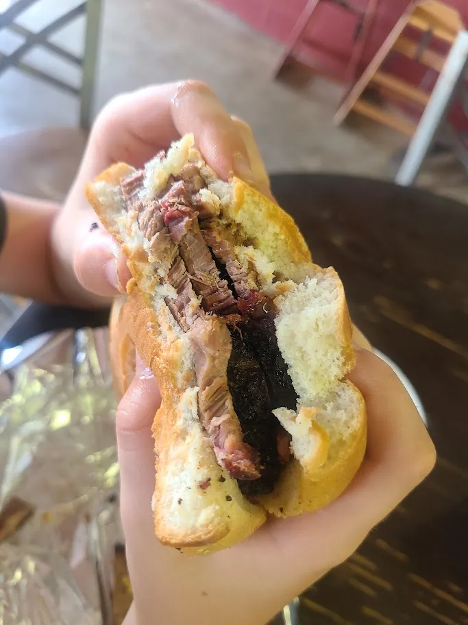 Brisket sandwich on brioche from Harper's BBQ, delivered to Midtown Houston