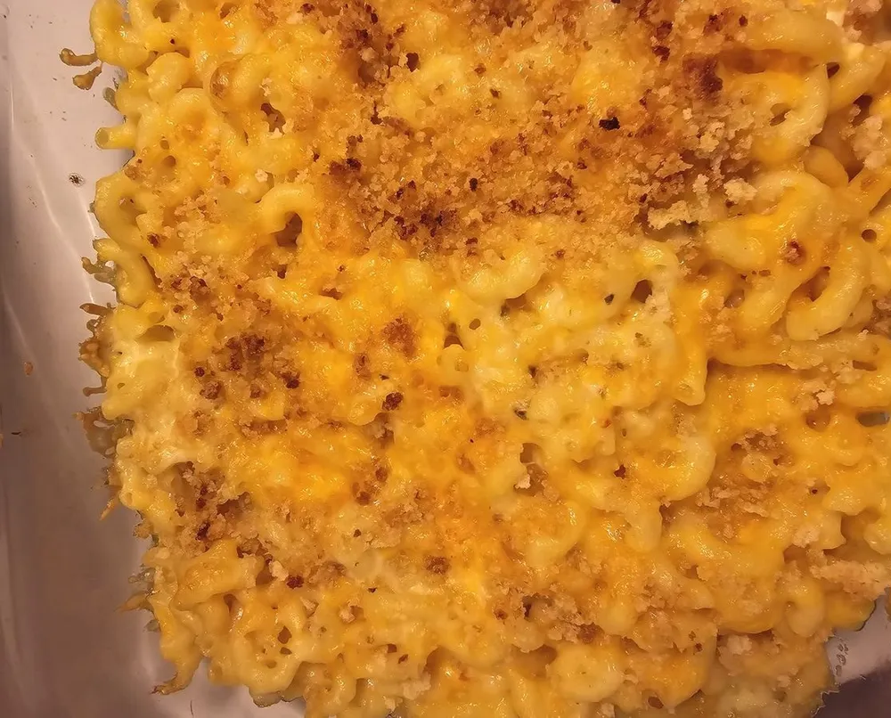 BBQ mac and cheese with chopped brisket from Harper's BBQ catering